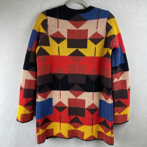 Sparrow Anthropologie Lonestar Lambswool Geometric Longline Cardigan Sweater S - Picture 2 of 12